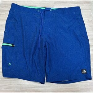 ZeroXposur Mens Blue Neon Green Patterned Swim Trunks Board Shorts XL
